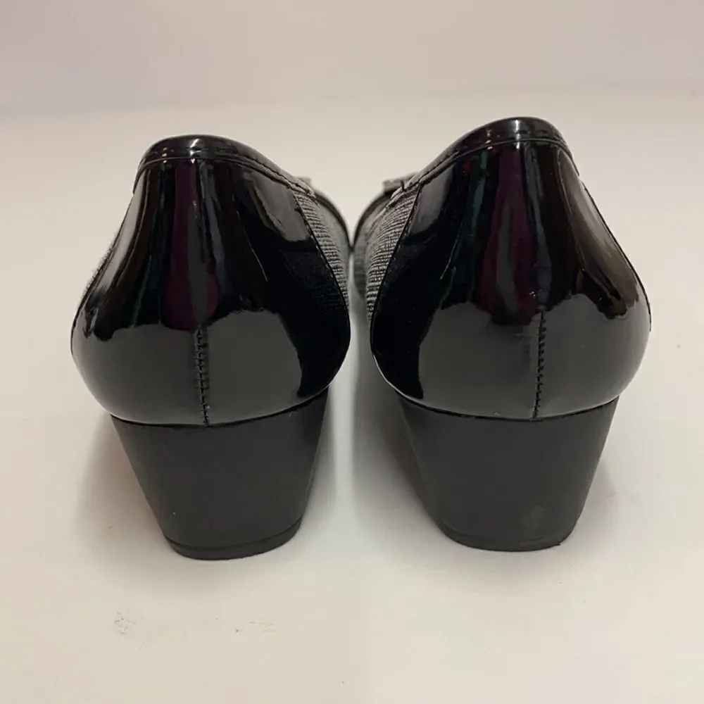 Anne Klein Sport Sadique Patent leather and tweed wedges‎ Size 8.  B71